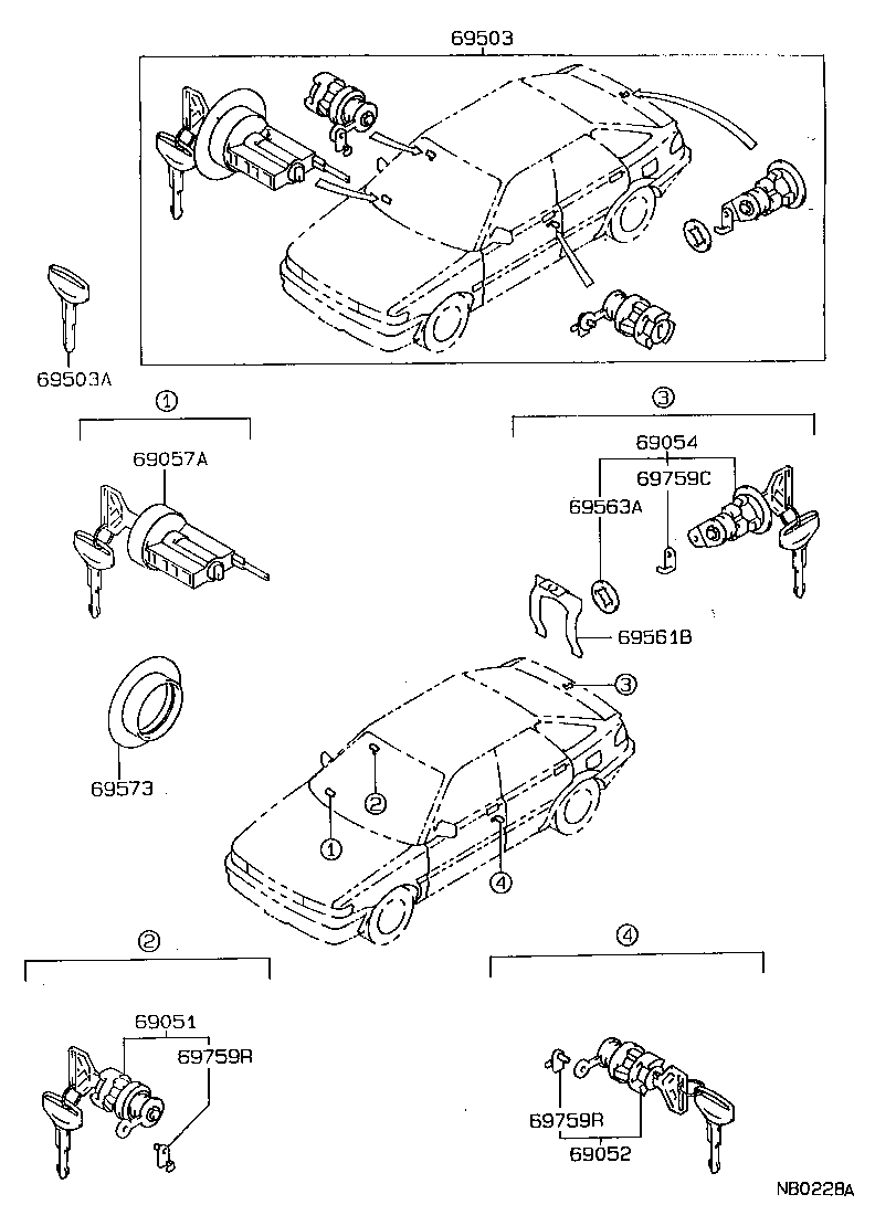69005-12810 CYLINDER SET, LOCK product image