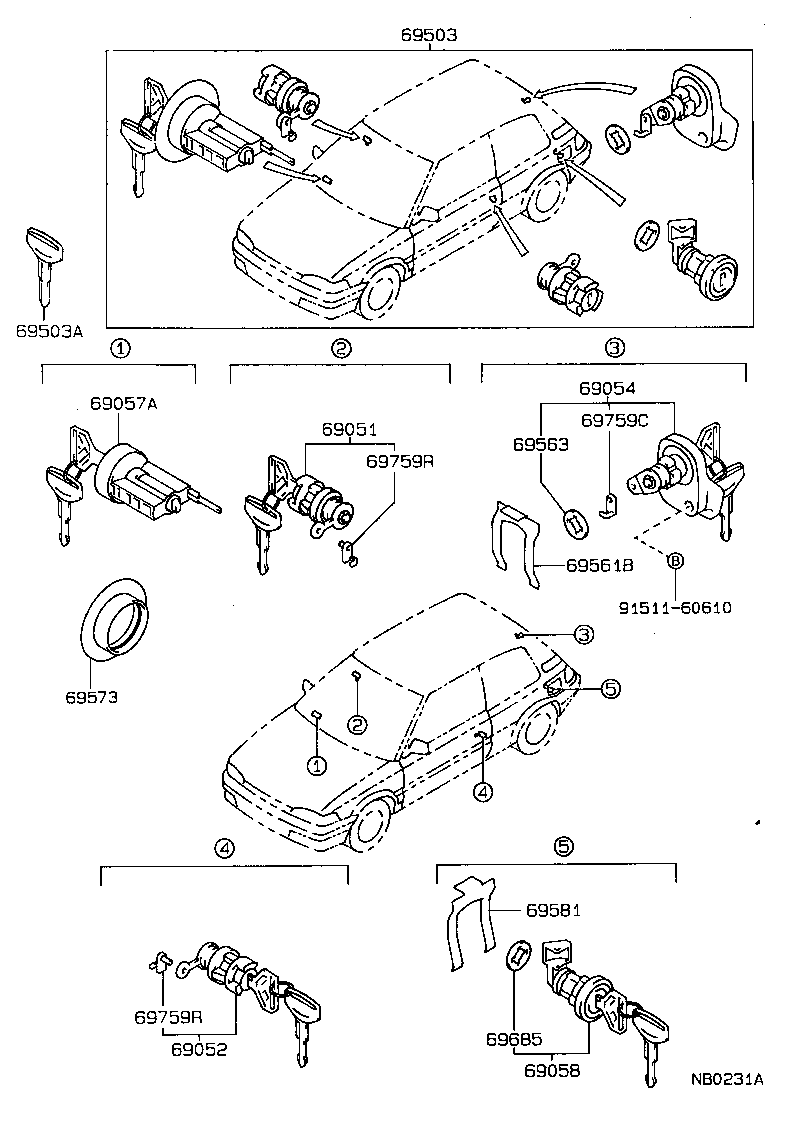 69561-17010 RETAINER, FUEL FILLER LID CYLINDER product image