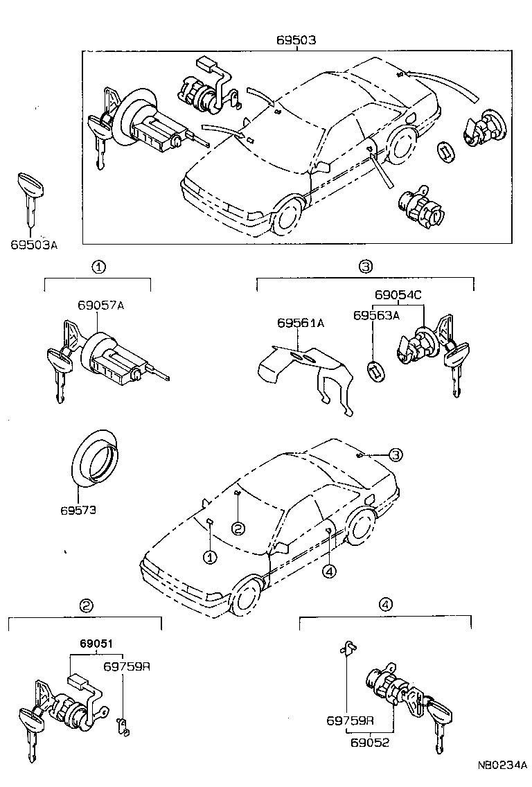 69005-12850 CYLINDER SET, LOCK product image