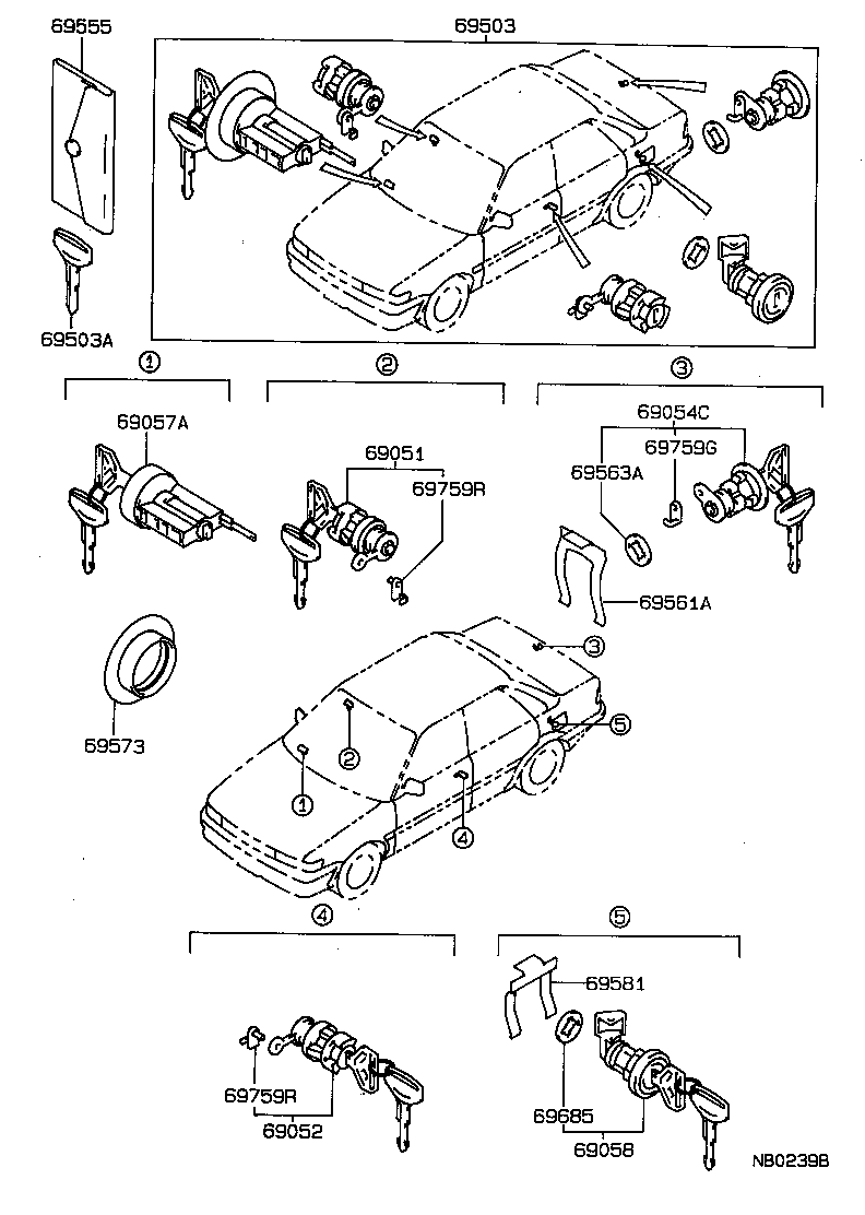69005-1A150 CYLINDER SET, LOCK product image