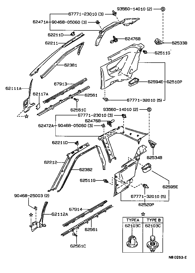 62472-12360-04 GARNISH, ROOF SIDE, INNER LH product image