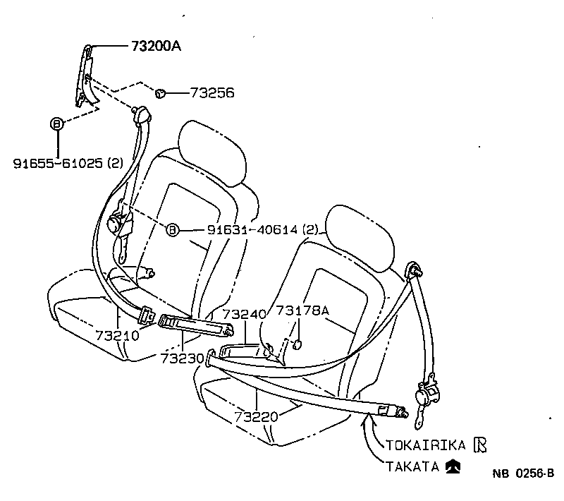 73220-12751-B0 BELT ASSY, FRONT SEAT OUTER, LH product image