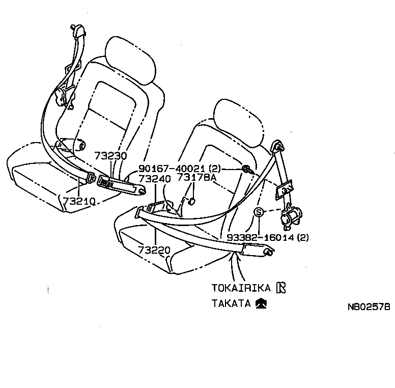 73350-12150-04 BELT ASSY, REAR SEAT LAP TYPE, CENTER product image