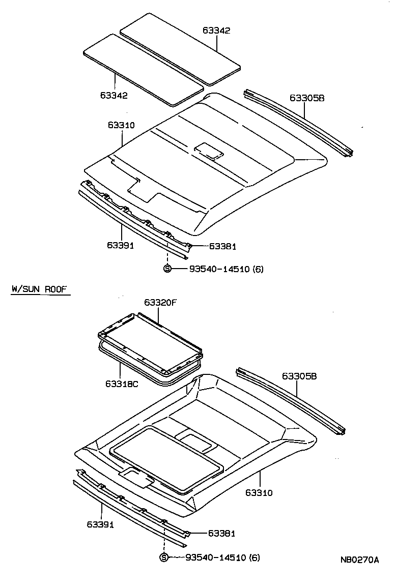 Toyota 63310-12840-04 HEADLINING ASSY, ROOF