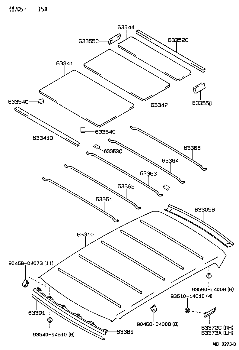 63352-12090 PAD, ROOF HEADLINING, END product image
