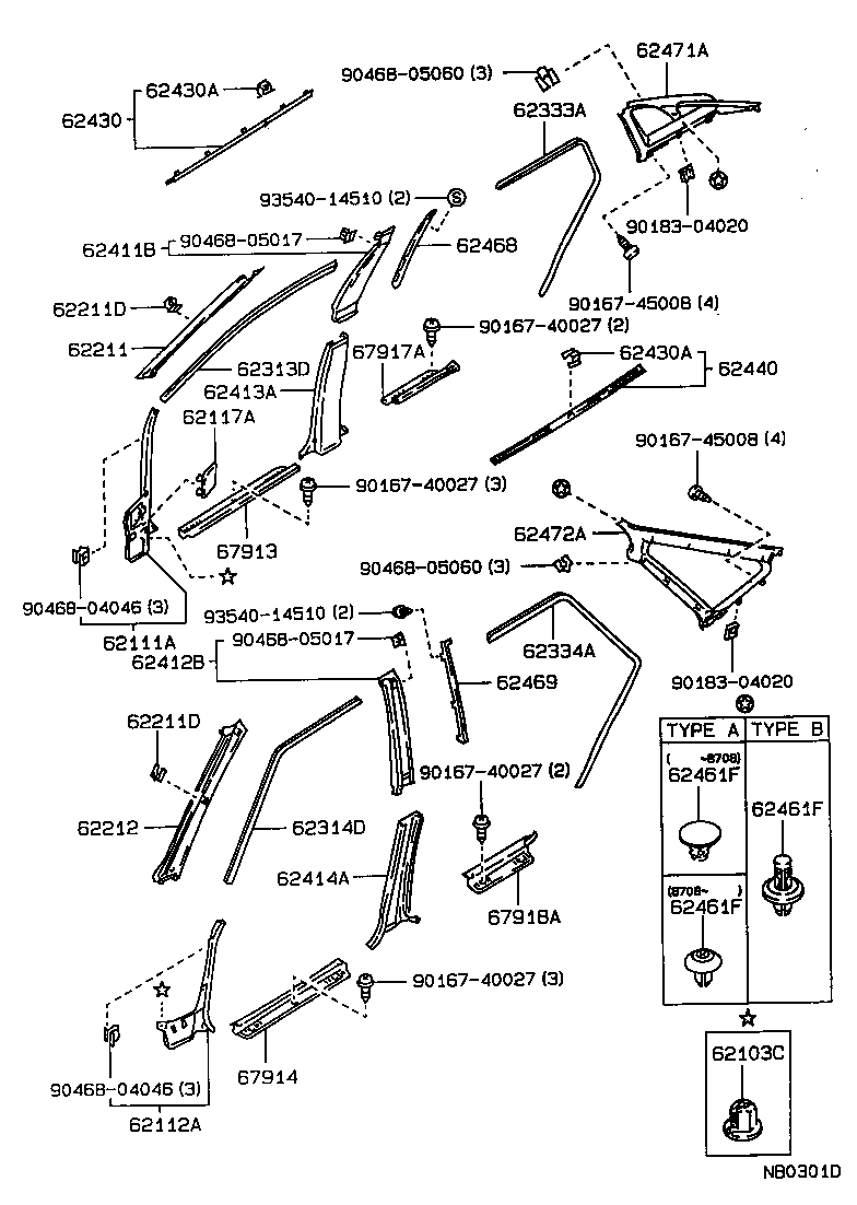 62333-13030-05 TRIM, REAR DOOR OPENING, RH product image