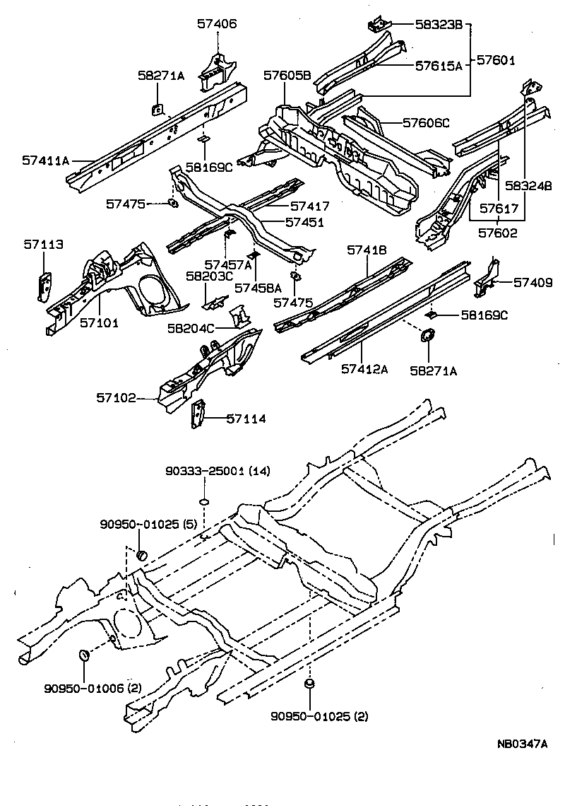 57602-12430 MEMBER SUB-ASSY, REAR FLOOR SIDE, LH product image