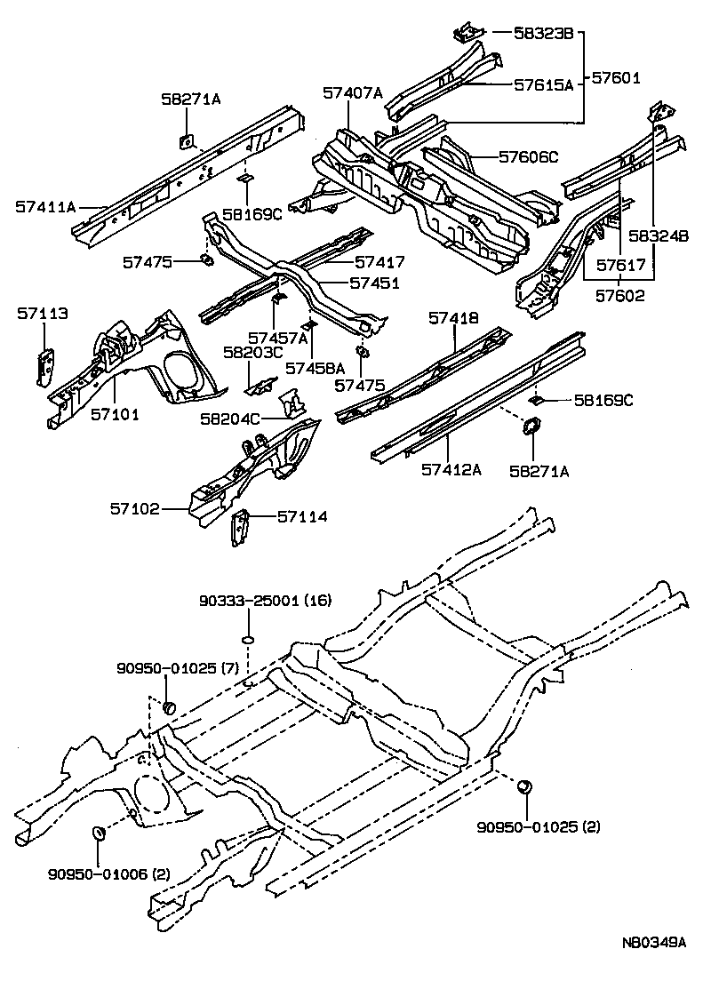 57602-12680 MEMBER SUB-ASSY, REAR FLOOR SIDE, LH product image