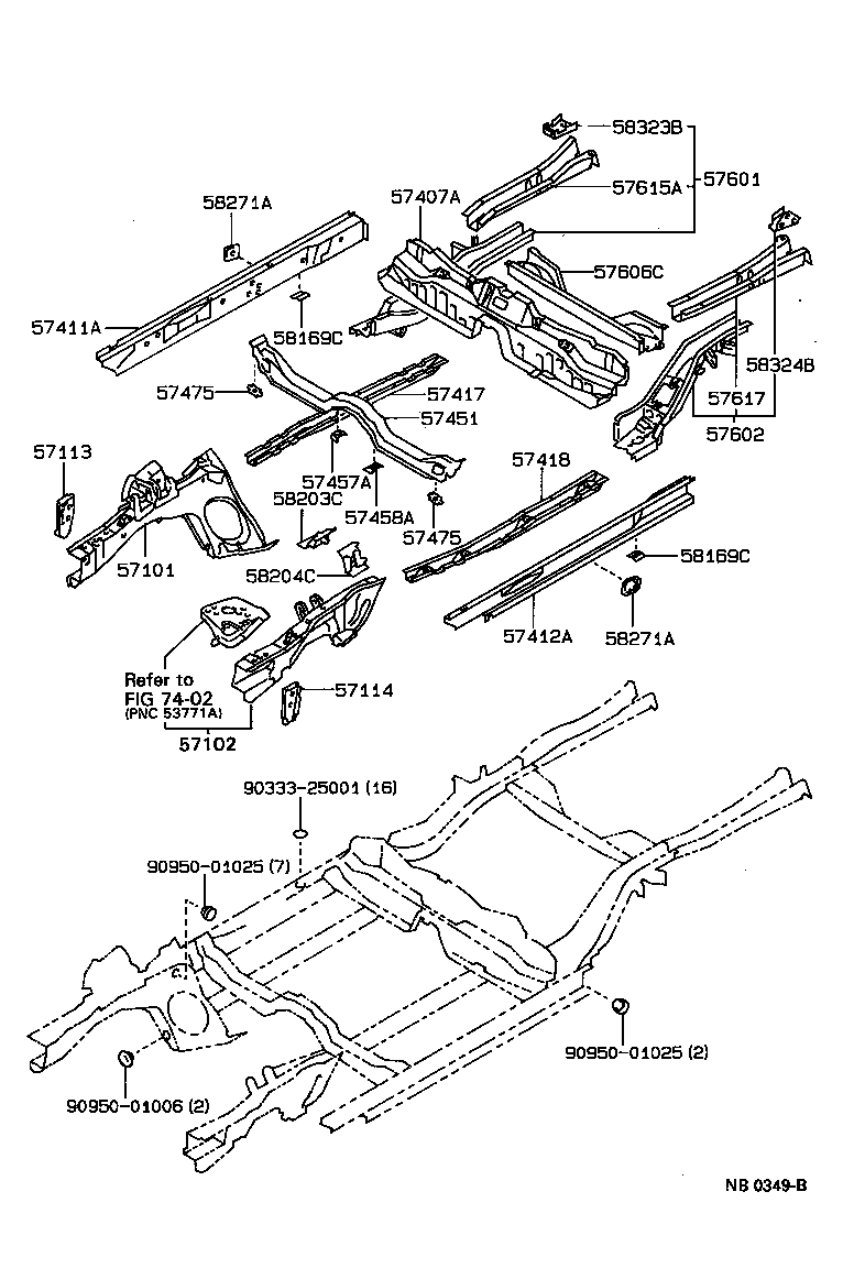 57602-12490 MEMBER SUB-ASSY, REAR FLOOR SIDE, LH product image