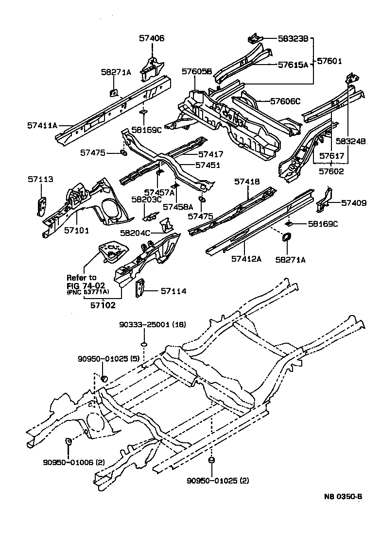 57409-13010 MEMBER SUB-ASSY, MAIN FLOOR SIDE, LH product image