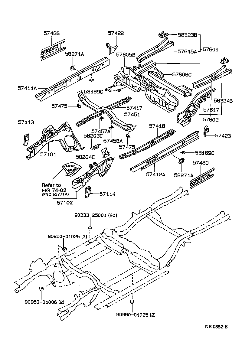 57602-12490 MEMBER SUB-ASSY, REAR FLOOR SIDE, LH product image