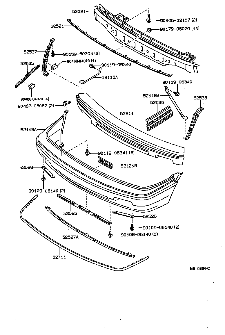 Toyota 52535-12030 RETAINER, FRONT BUMPER SIDE, RH