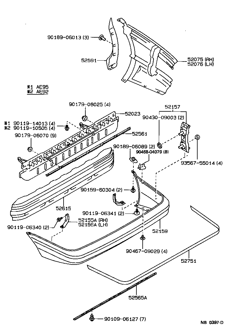 Toyota 52153-12250 EXTENSION, REAR BUMPER, LH