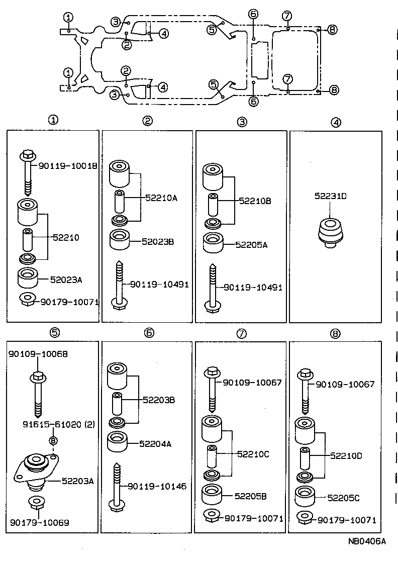 52210-30010 CUSHION ASSY, BODY MOUNTING, UPPER product image