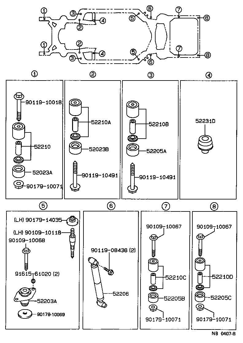 52210-30010 CUSHION ASSY, BODY MOUNTING, UPPER product image