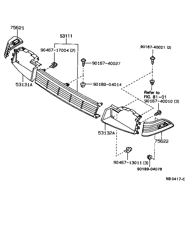 53101-12840 GRILLE, RADIATOR product image