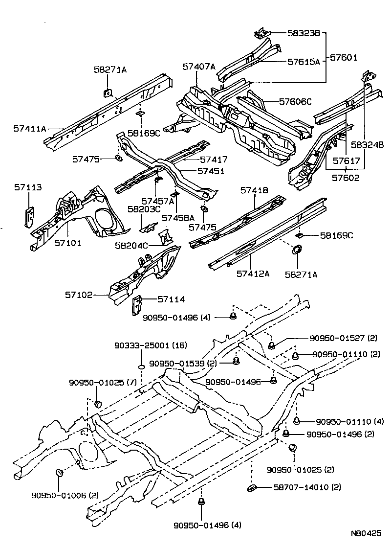 57412-12190 MEMBER, FLOOR SIDE, INNER LH product image