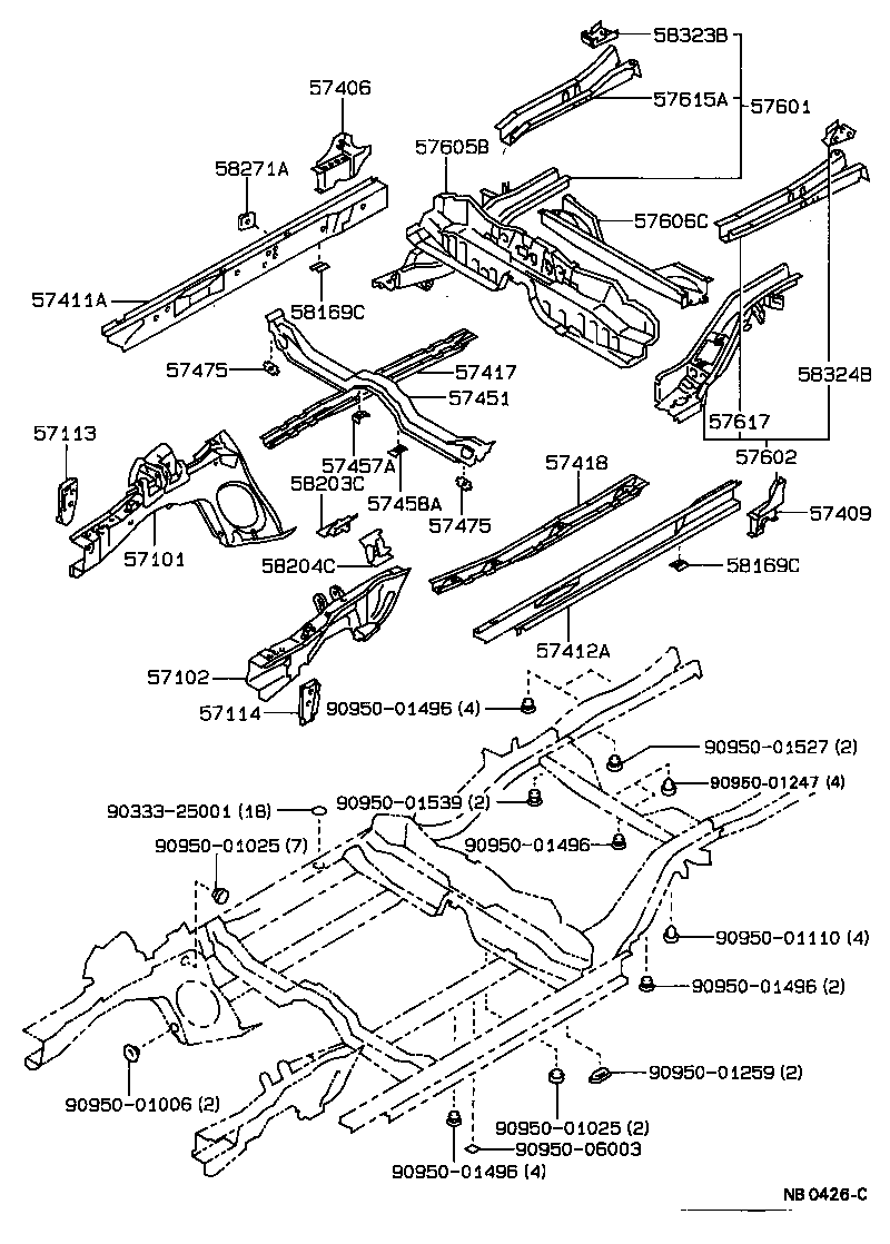 57101-12430 MEMBER SUB-ASSY, FRONT SIDE, RH product image