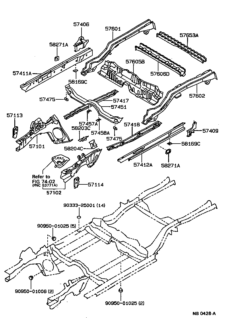 57409-13010 MEMBER SUB-ASSY, MAIN FLOOR SIDE, LH product image
