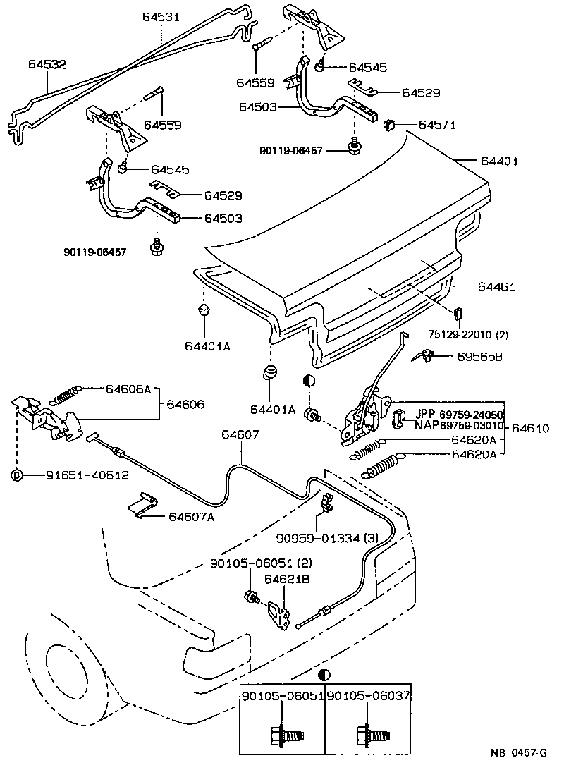 Toyota 64459-12010 CUSHION(FOR LUGGAGE COMPARTMENT DOOR PANEL)