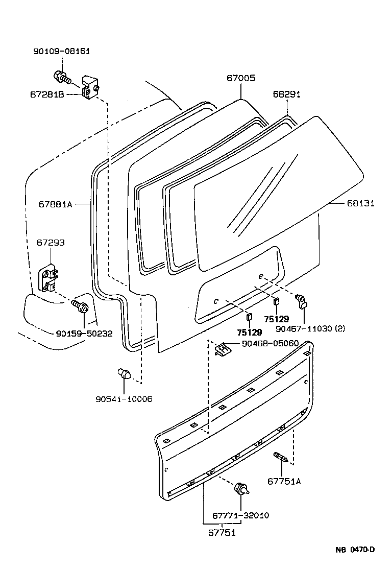 Toyota 67005-13830 PANEL SUB-ASSY, BACK DOOR