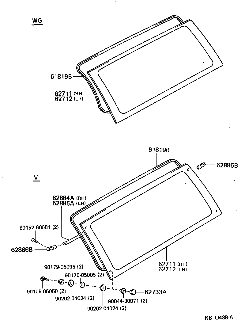 62071-91704 GLASS, QUARTER WINDOW, RH product image
