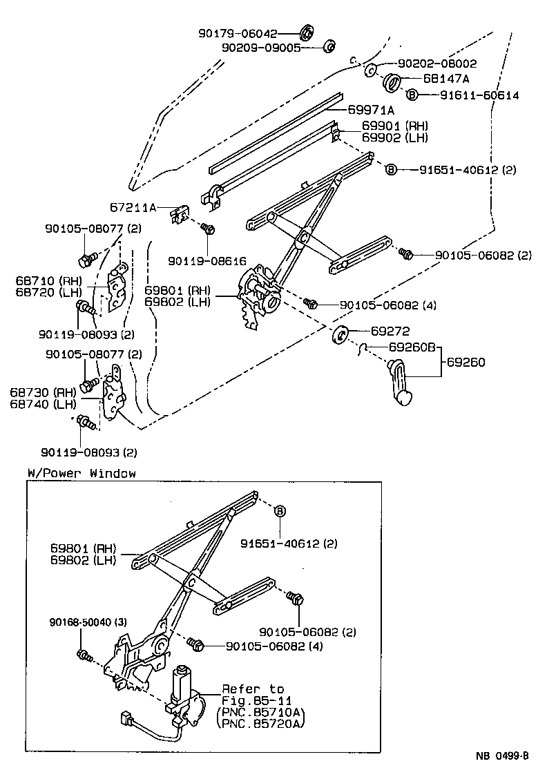 Toyota 67211-24010 STOP, FRONT DOOR WINDOW, UPPER