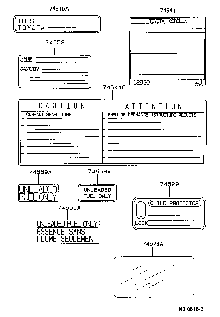 Toyota 42661-12850 PLATE, TIRE PRESSURE CAUTION