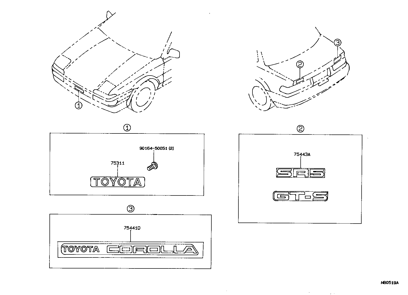 Toyota 75443-1A170-03 PLATE, LUGGAGE COMPARTMENT DOOR, NO.3