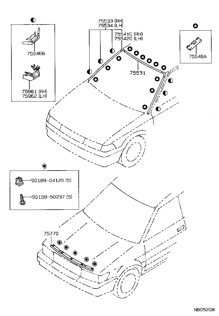 Toyota 75534-12300 MOULDING, WINDSHIELD, OUTSIDE LH