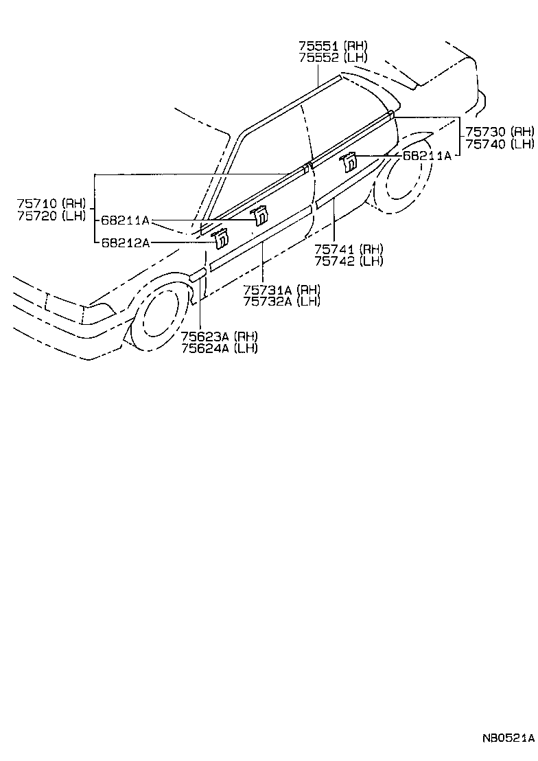 Toyota 75710-02030 MOULDING ASSY, FRONT DOOR BELT, RH