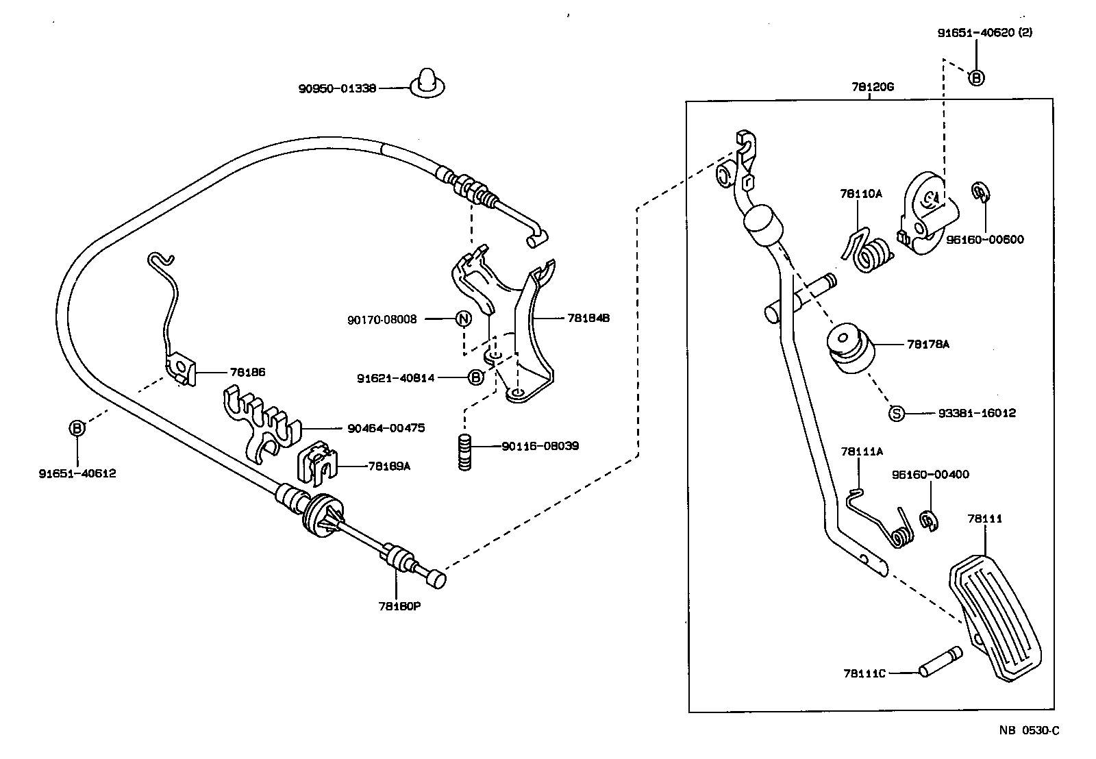 Toyota 78120-12100 ROD ASSY, ACCELERATOR PEDAL
