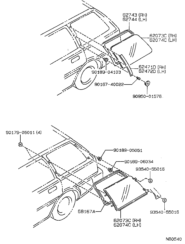 62073-13030 GLASS SUB-ASSY, QUARTER, REAR RH product image