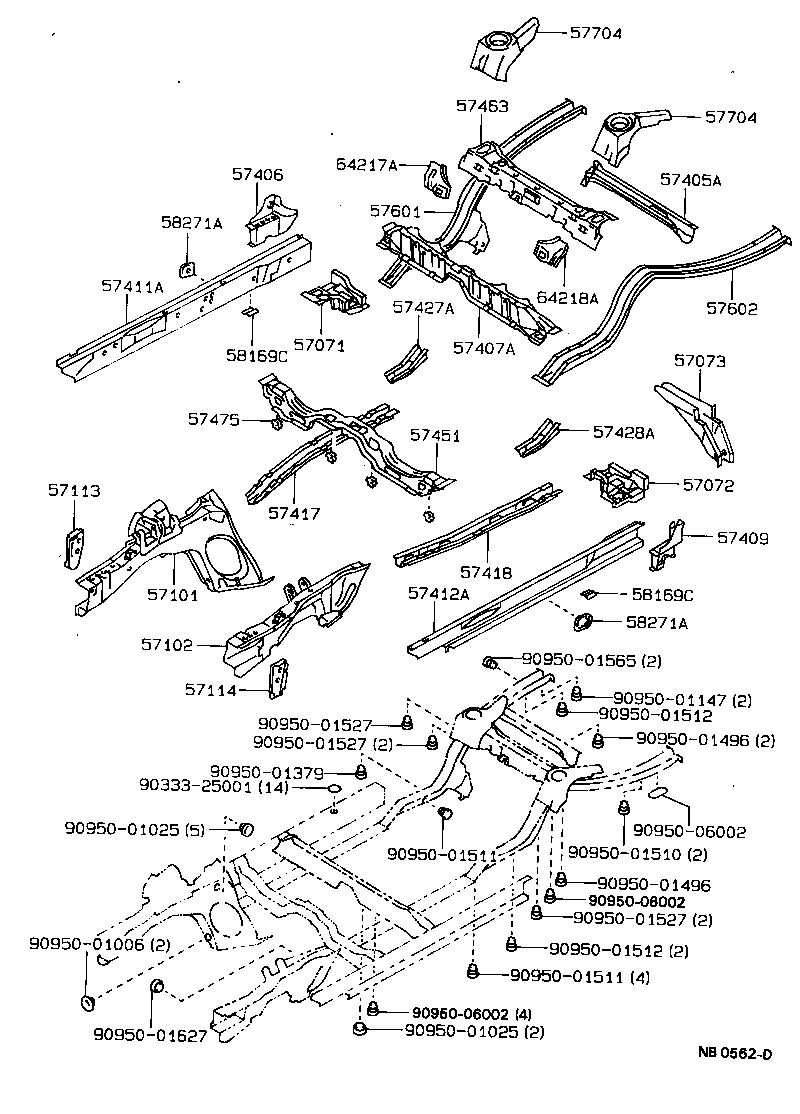 57101-12430 MEMBER SUB-ASSY, FRONT SIDE, RH product image