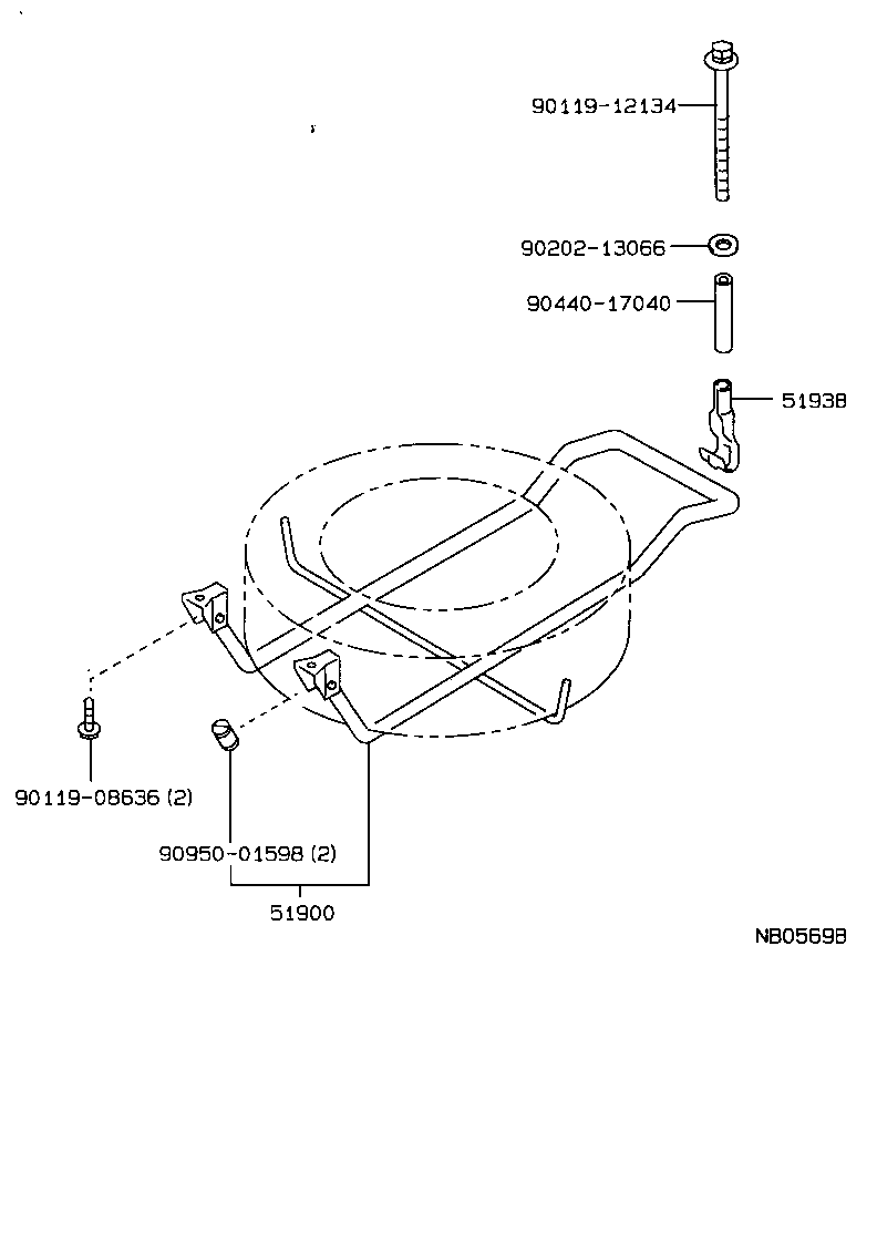 51900-95503 CARRIER ASSY, SPARE WHEEL product image
