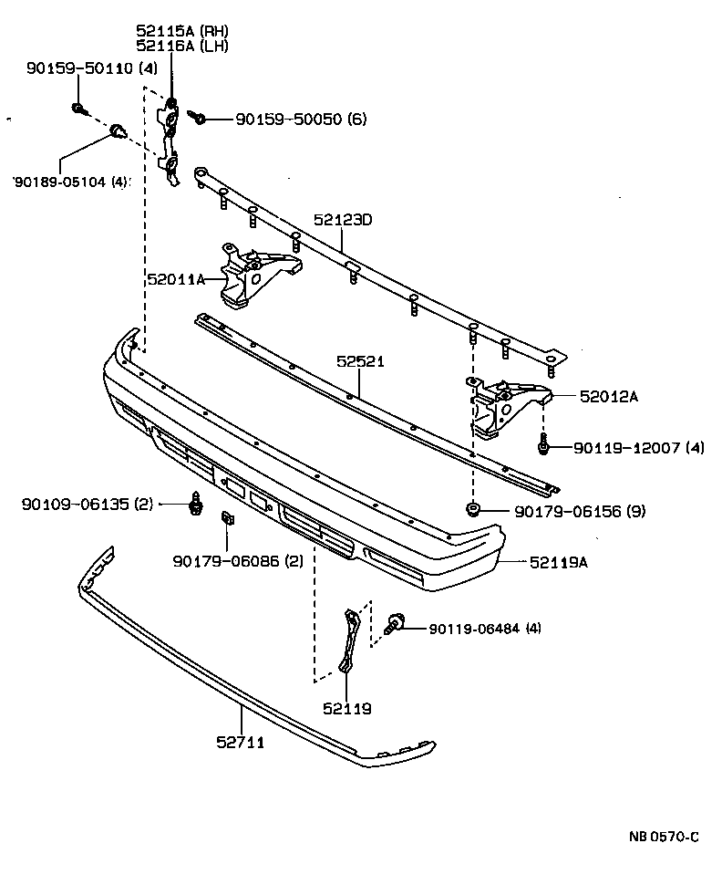 52115-20230 SUPPORT, FRONT BUMPER SIDE, RH product image