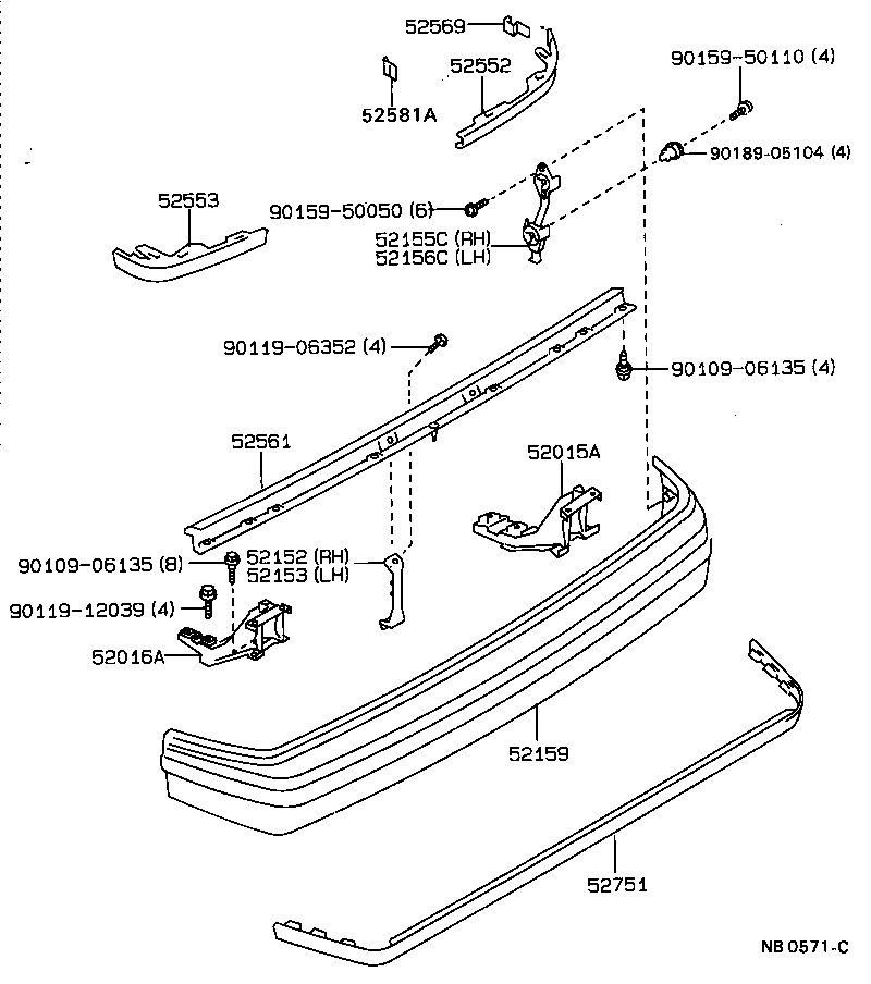 52016-20120 ARM SUB-ASSY, REAR BUMPER, LH product image