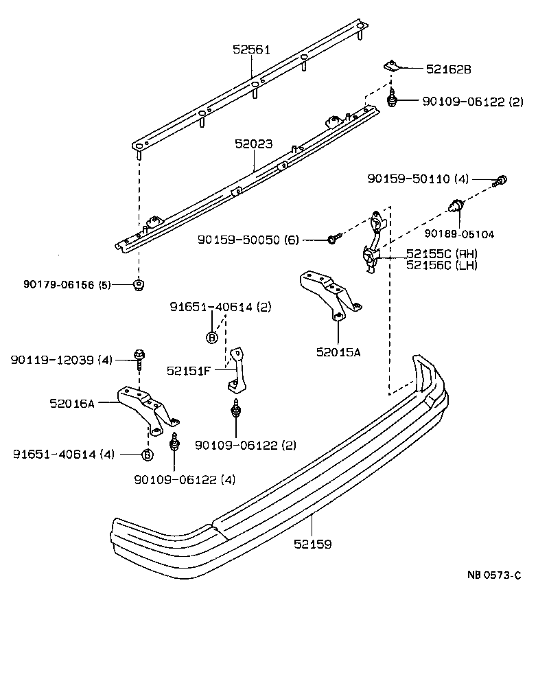 52155-20180 SUPPORT, REAR BUMPER SIDE, NO.1 RH product image