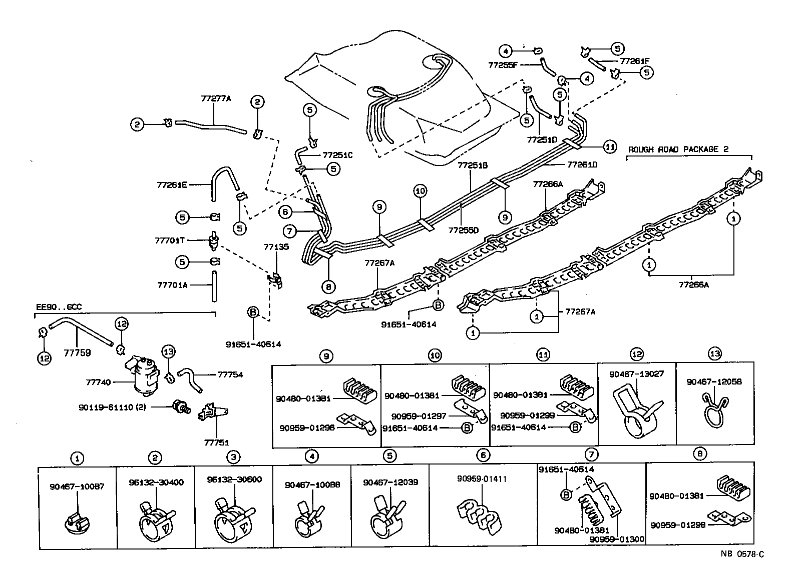 77035-12160 CABLE SUB-ASSY, FUEL LID LOCK CONTROL product image