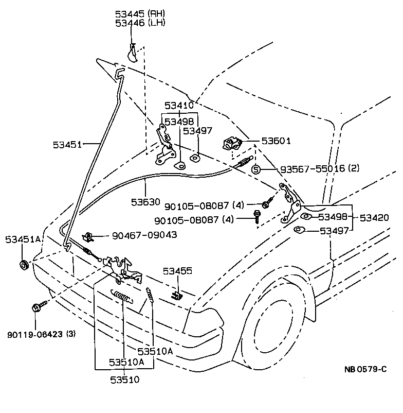 53630-20220 CABLE ASSY, HOOD LOCK CONTROL product image
