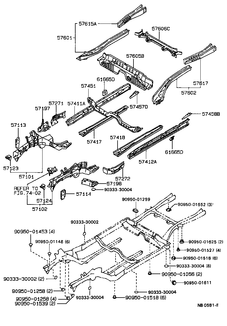 57601-95504 MEMBER SUB-ASSY, REAR FLOOR SIDE, RH product image