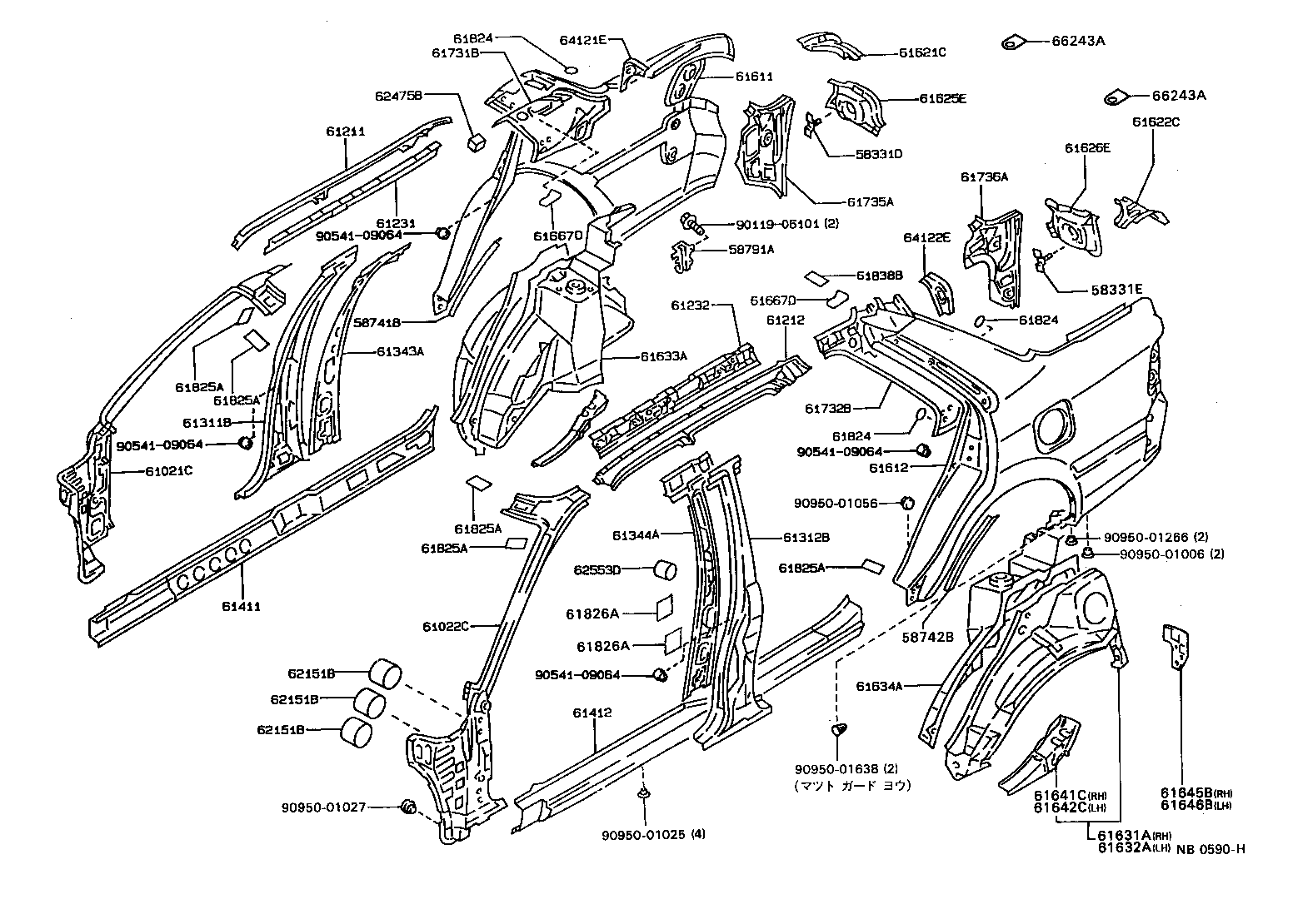 61311-20905 PILLAR, CENTER BODY, OUTER RH product image