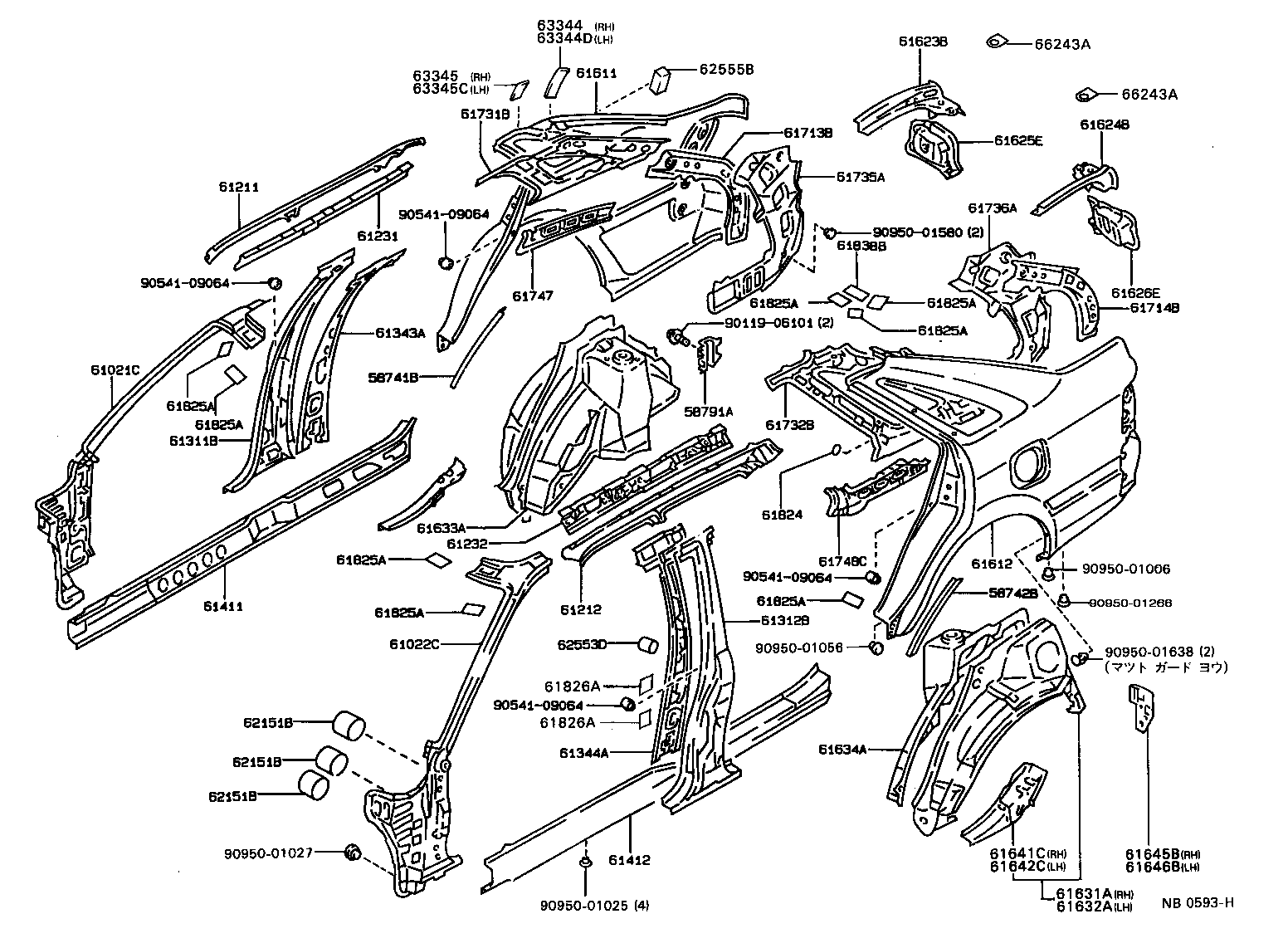 61311-20905 PILLAR, CENTER BODY, OUTER RH product image