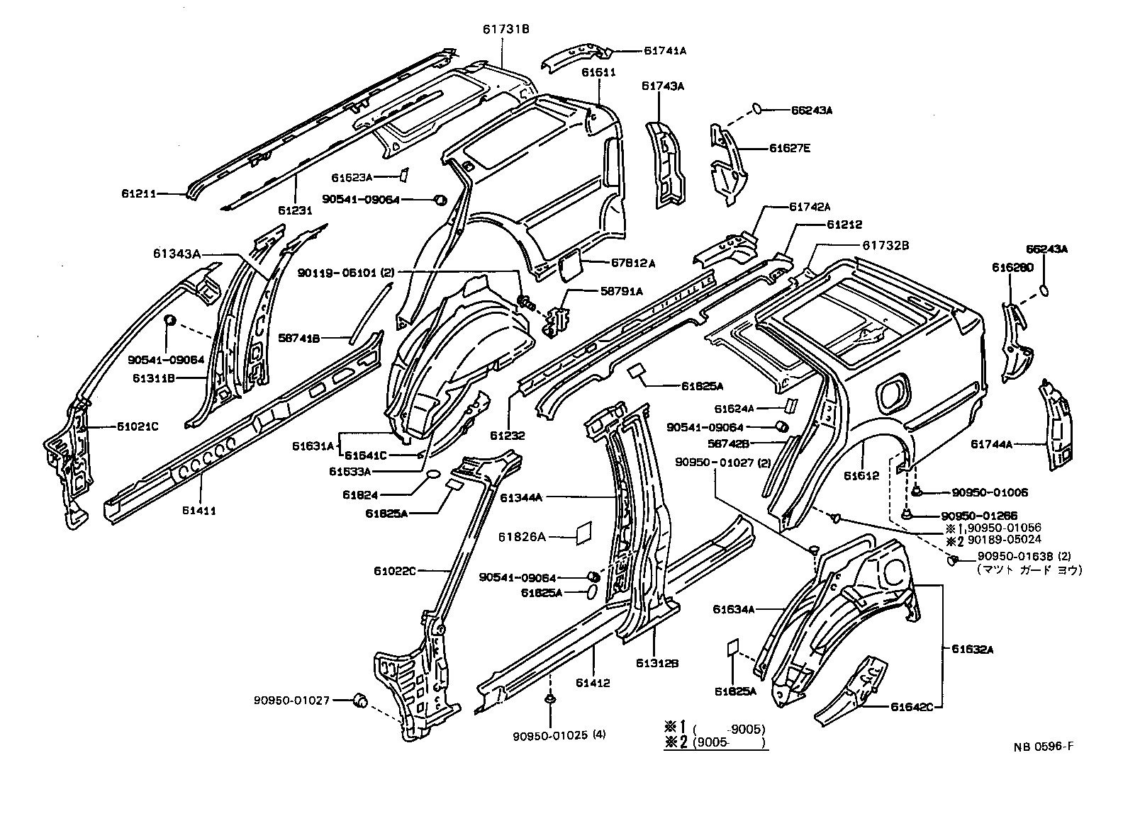 61311-20905 PILLAR, CENTER BODY, OUTER RH product image