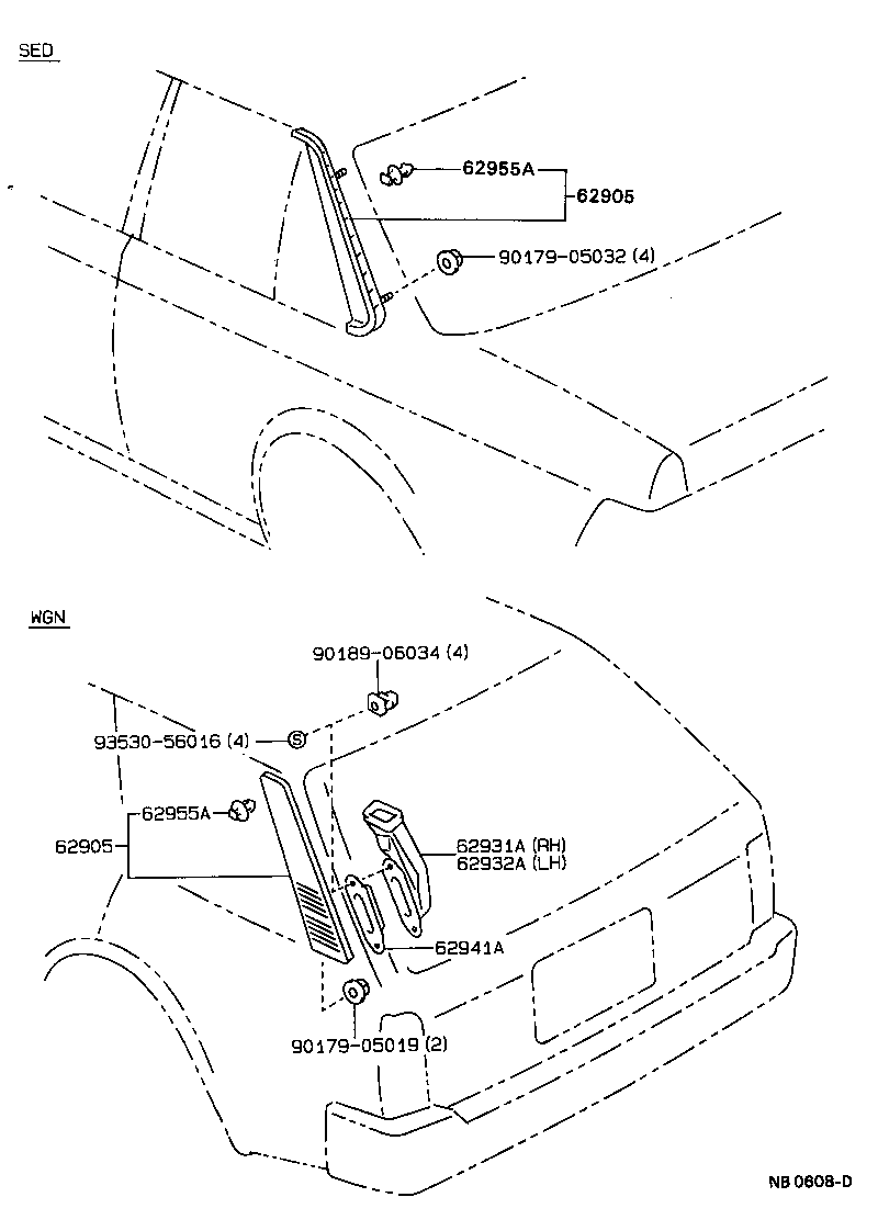 62941-95501 RETAINER, QUARTER VENT DUCT product image