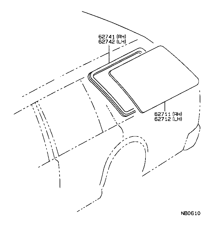 62710-20110 GLASS, QUARTER WINDOW, RH product image
