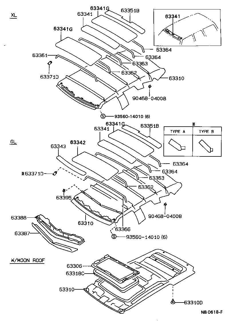63361-20140 SUPPORT, ROOF HEADLINING, NO.1 product image