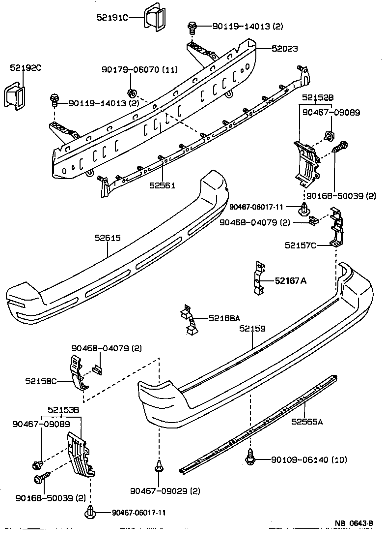 52159-12750 COVER, REAR BUMPER product image