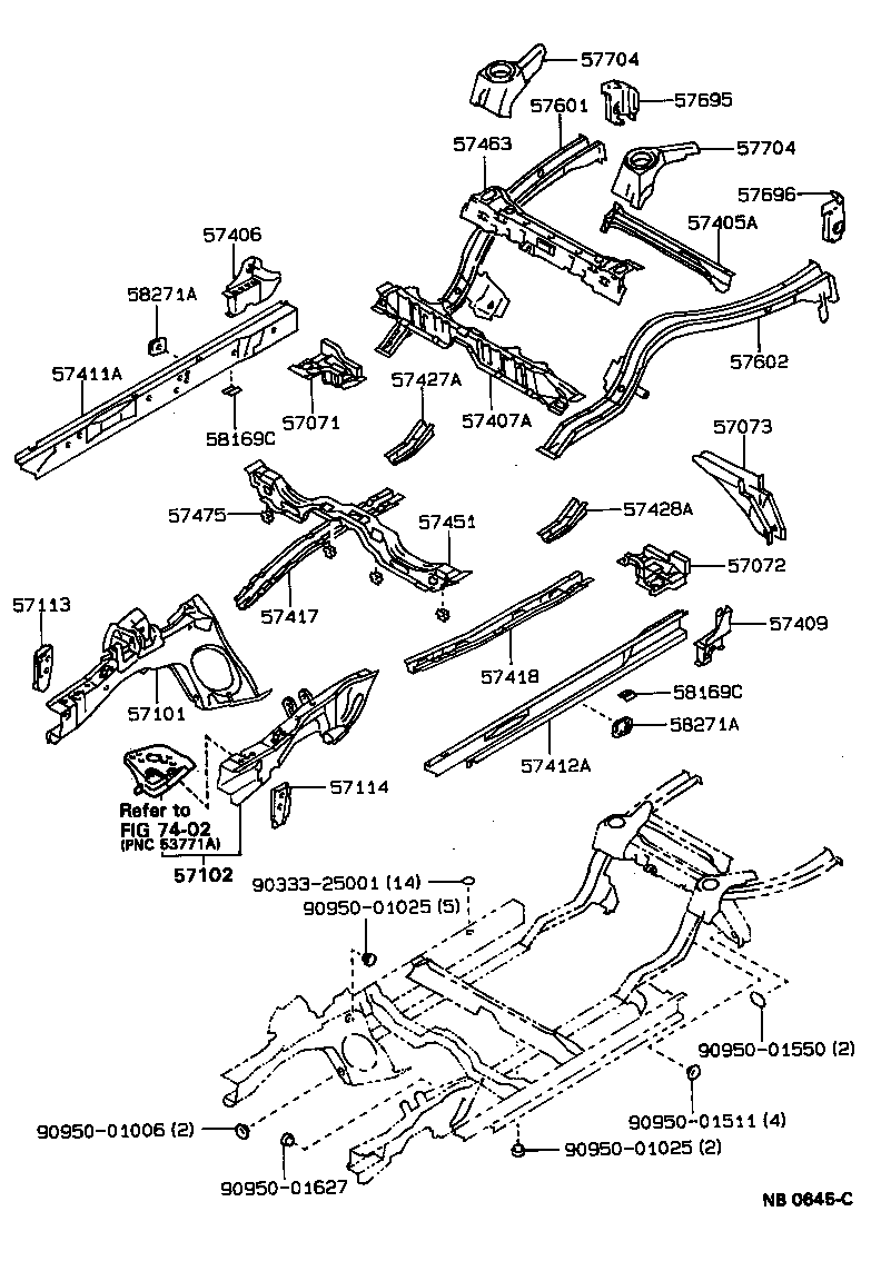 57409-13010 MEMBER SUB-ASSY, MAIN FLOOR SIDE, LH product image