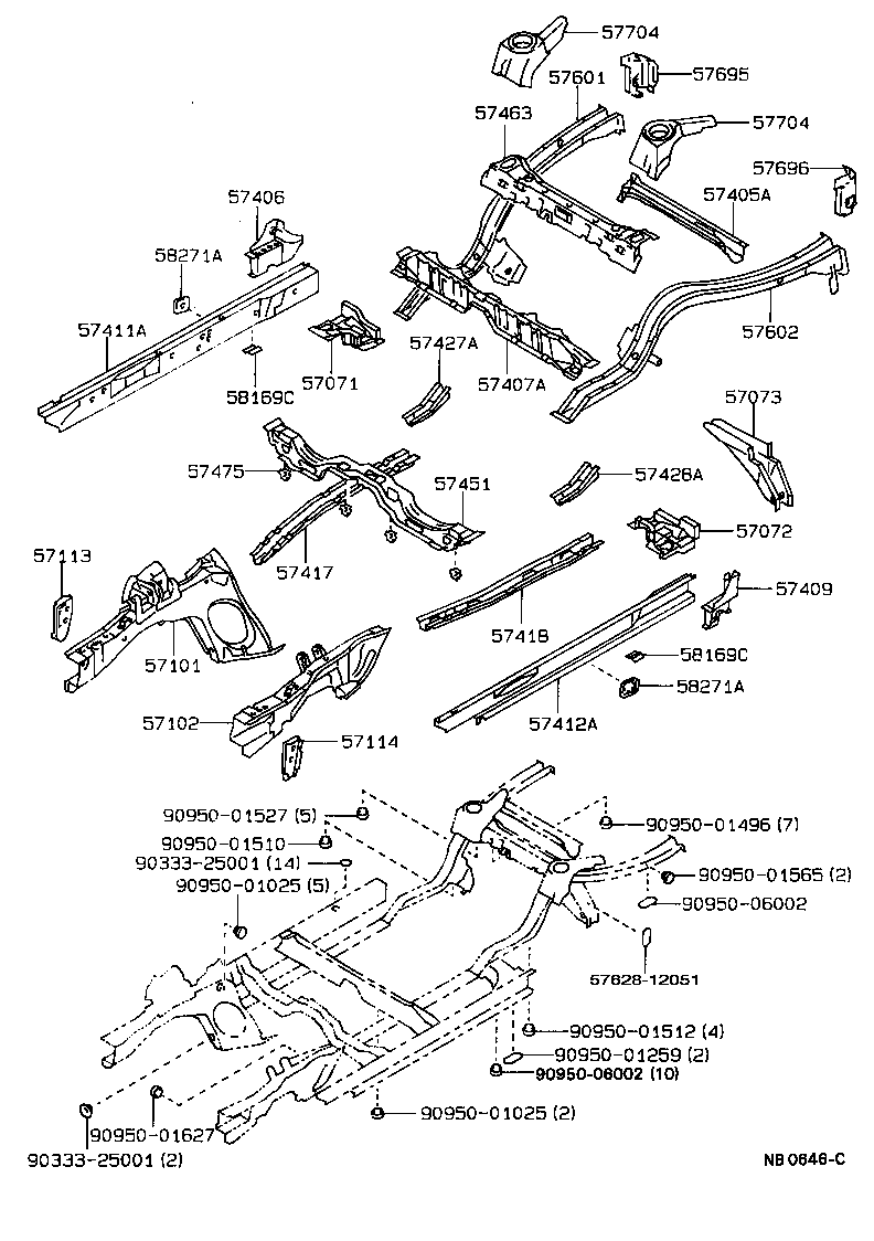 57101-12430 MEMBER SUB-ASSY, FRONT SIDE, RH product image